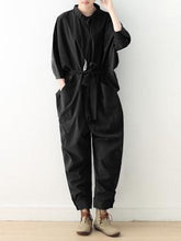 Loose Lace-Up Overall Jumpsuits